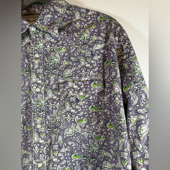 Wrangler 20X Competition Purple Paisley Shirt Mens Size XL Pearl Snap - Picture 3 of 12